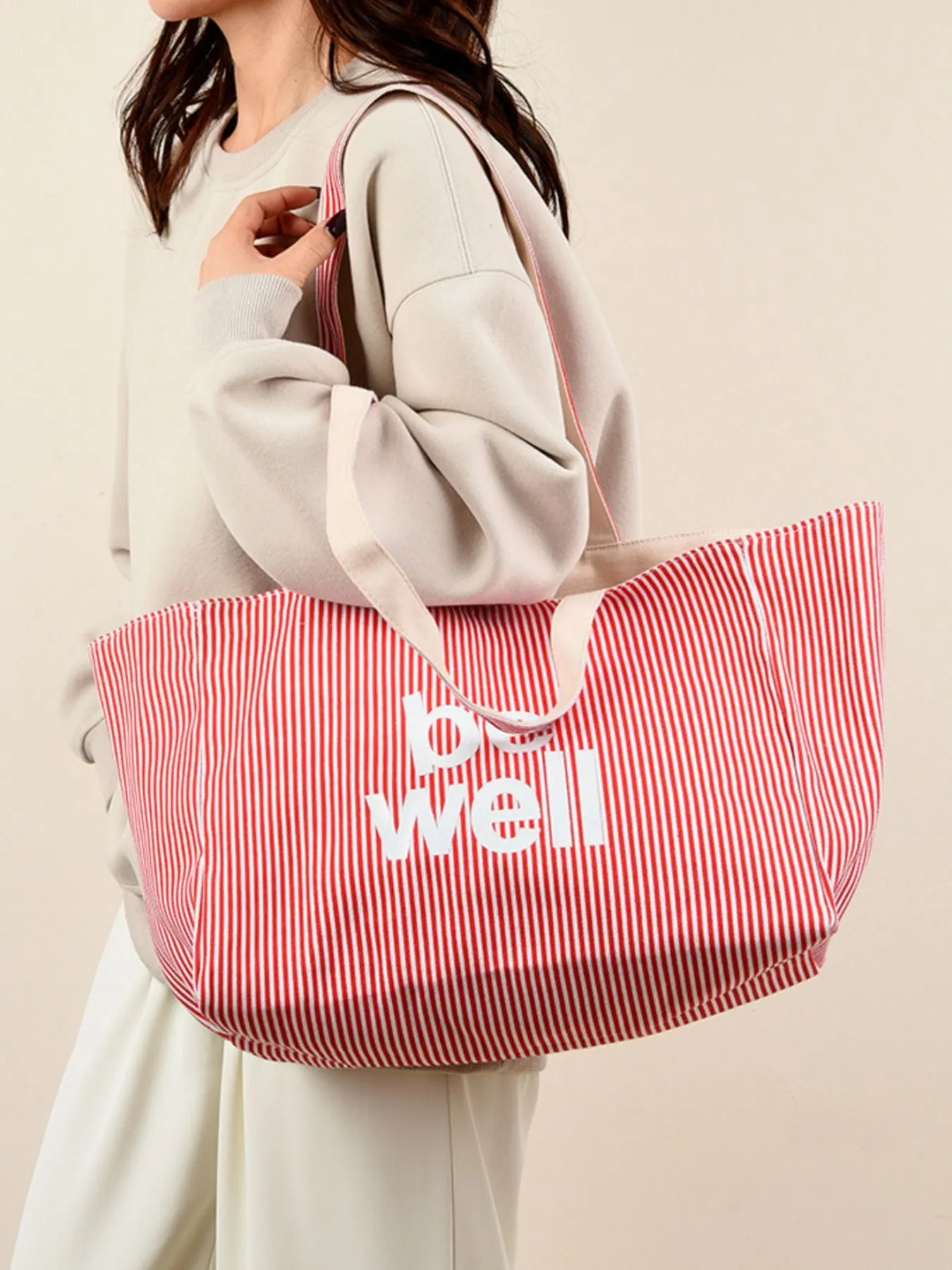 Striped Canvas Duffel Bag
